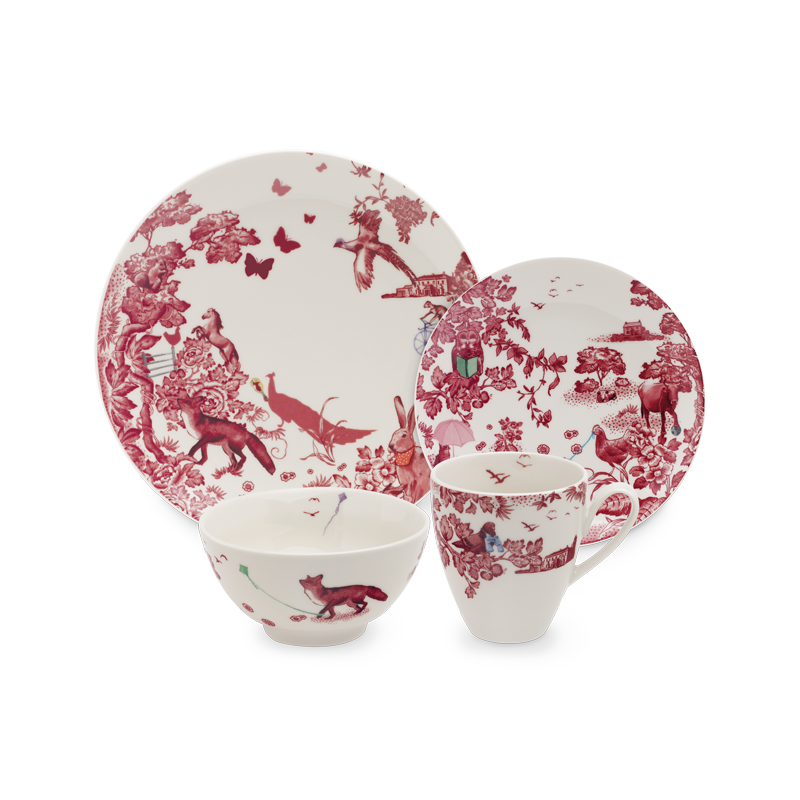 LOVERAMICS A CURIOUS TOILE 4 piece Dinner Set