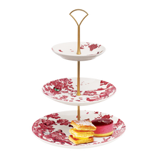 Load image into Gallery viewer, LOVERAMICS A CURIOUS TOILE 27CM 3-TIER CAKE STAND - RED
