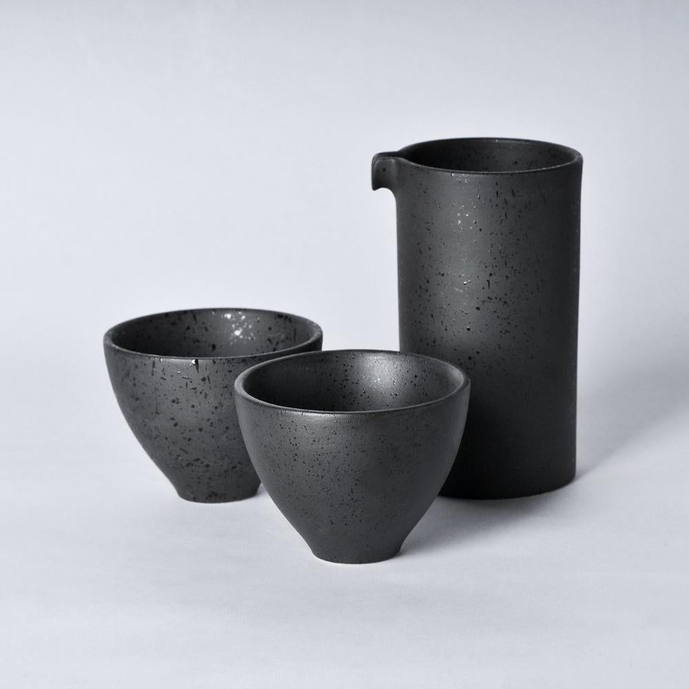 LOVERAMICS BREWERS Specialty Jug with 2pcs Floral Tasting Cup Set - Basalt