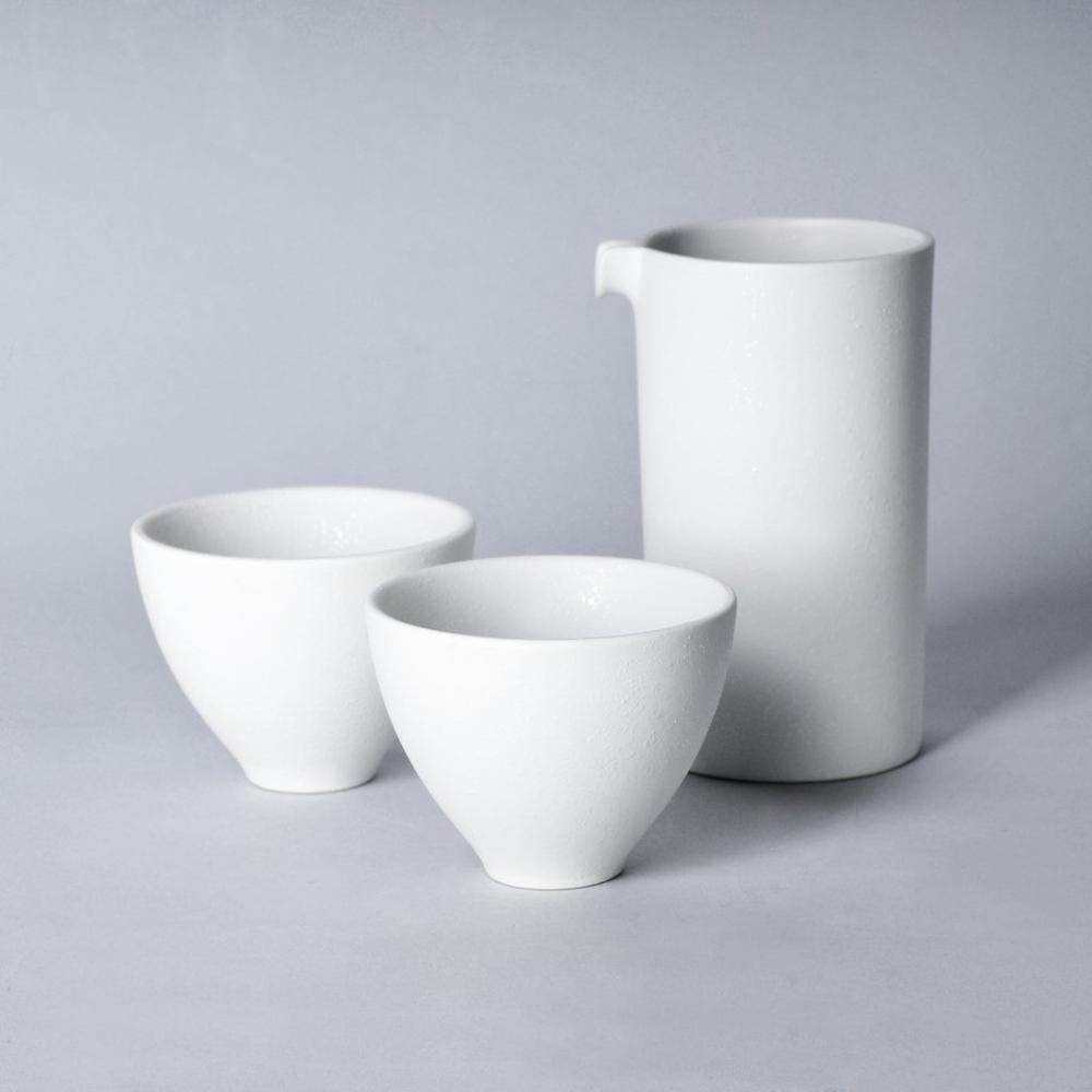 LOVERAMICS BREWERS Specialty Jug with 2pcs Floral Tasting Cup Set - Carrara White