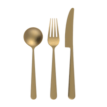 Load image into Gallery viewer, LOVERAMICS Chateau 3 piece Cutlery Set (Spoon Fork Knife) - Brass
