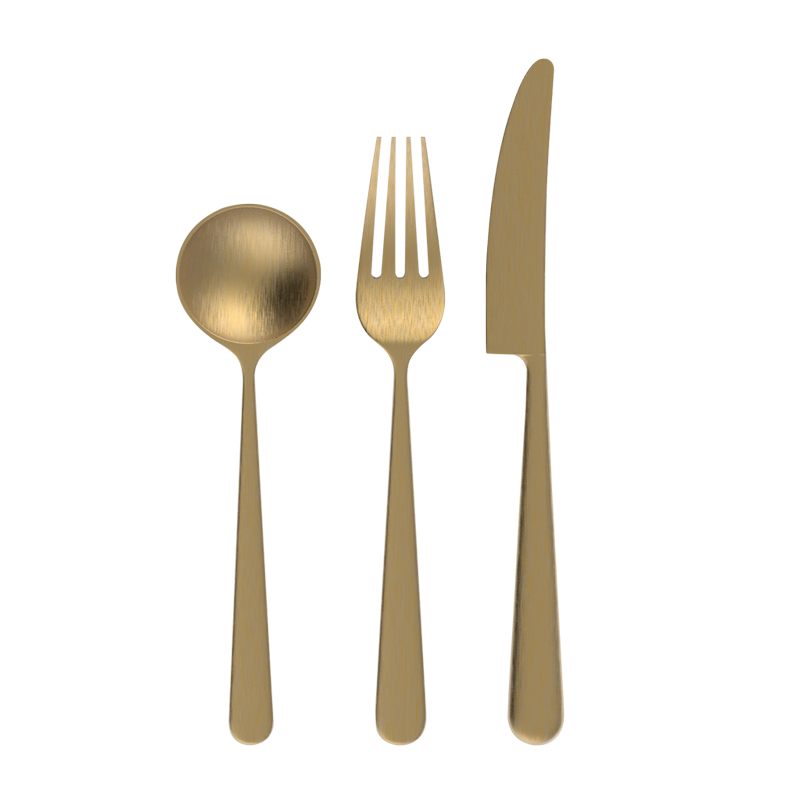 LOVERAMICS Chateau 3 piece Cutlery Set (Spoon Fork Knife) - Brass